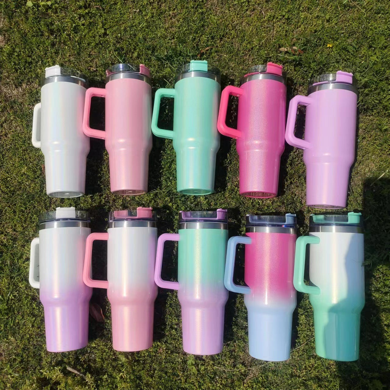 40 oz Stainless Steel Tumbler with Handle – Large Insulated Travel Mug, Keeps Drinks Hot & Cold, Leak-Proof Lid .