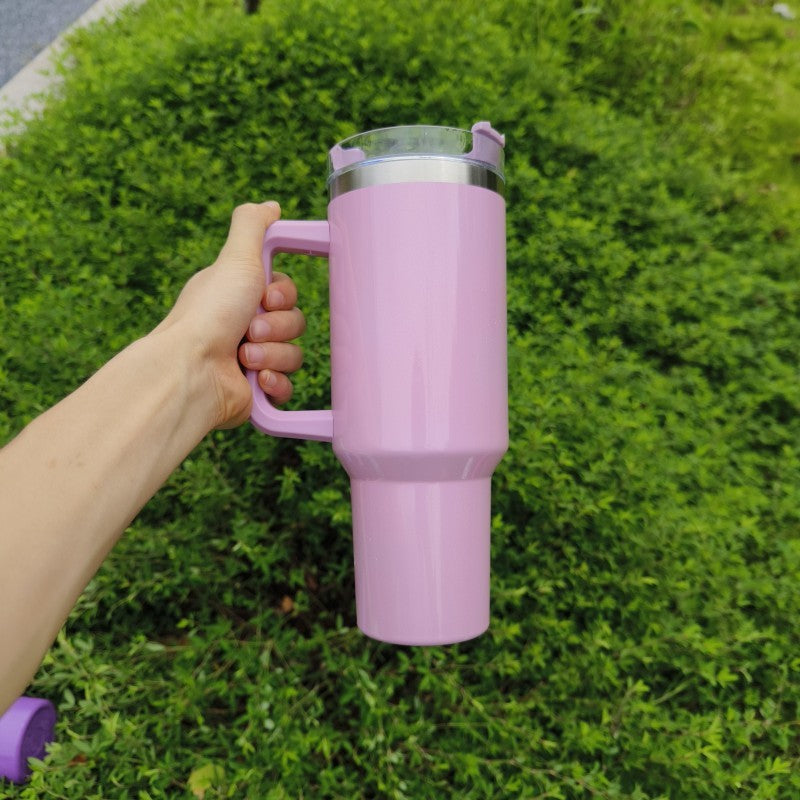40 oz Stainless Steel Tumbler with Handle – Large Insulated Travel Mug, Keeps Drinks Hot & Cold, Leak-Proof Lid .