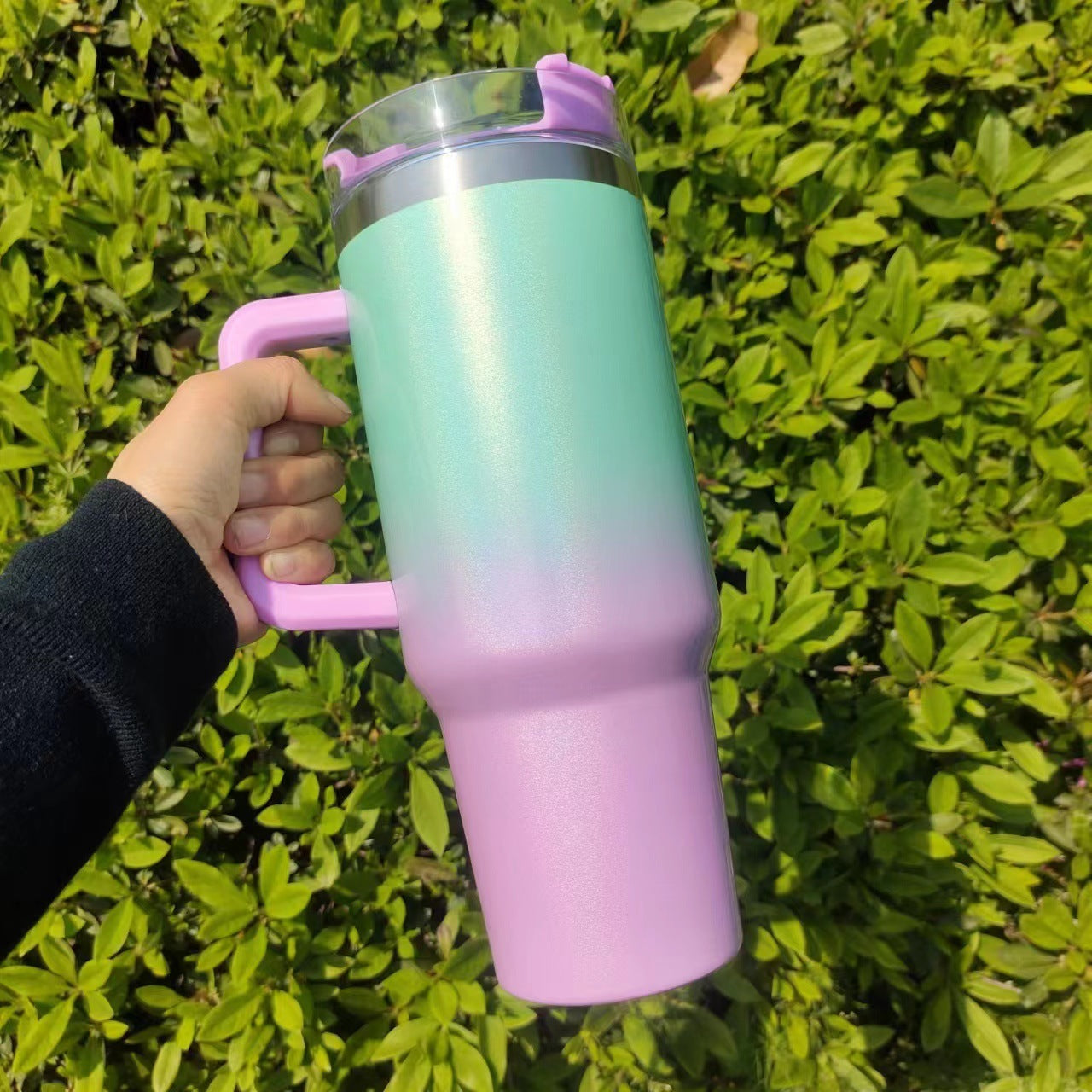 40 oz Stainless Steel Tumbler with Handle – Large Insulated Travel Mug, Keeps Drinks Hot & Cold, Leak-Proof Lid .